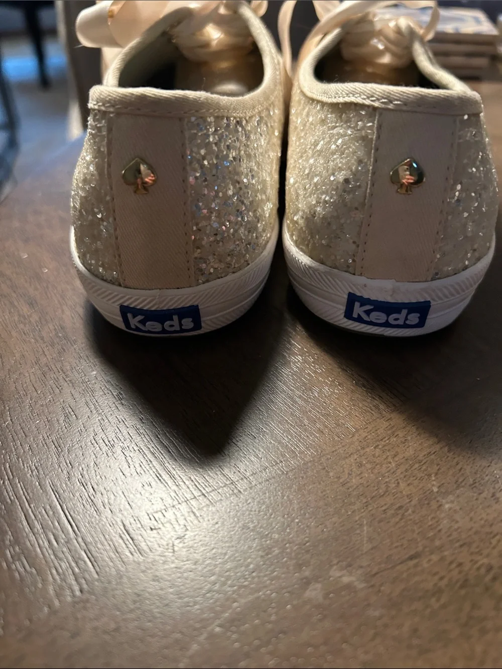 kate spade Glitter Satin Ribbon Sneakers - Champagne/Blush